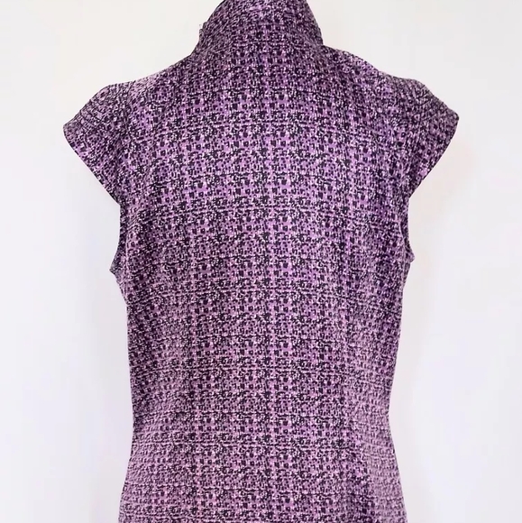 Elegant Purple Print Cap Sleveless Women's Top - Picture 2 of 7